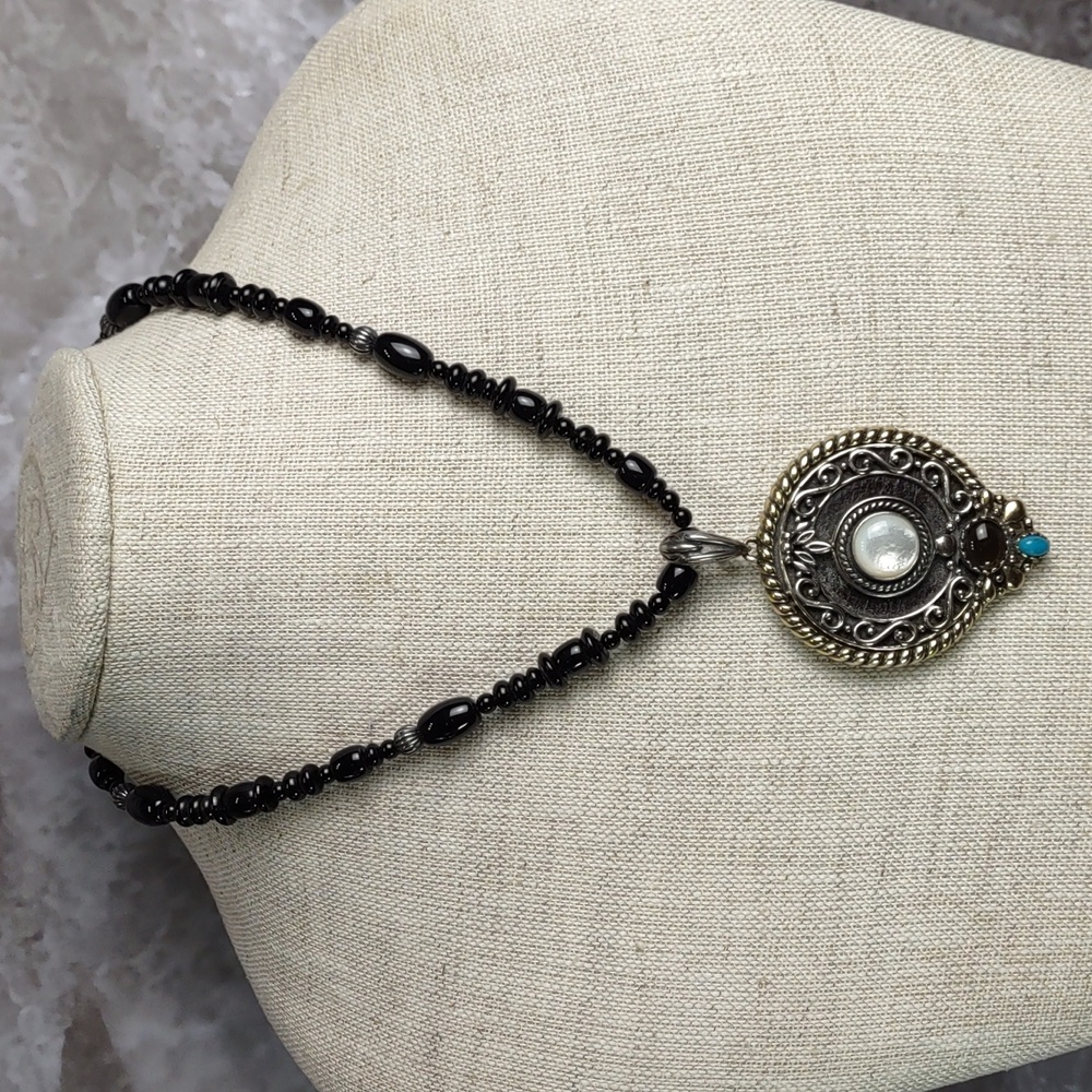 Carolyn Pollack Relios Black Onyx Necklace w/Enhancer Pendant